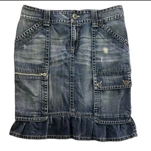 United Colors Of Benetton Blue Denim Distressed Skirt